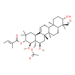 ChemSpider 2D Image | (3beta,16alpha,21beta,22alpha)-28-Acetoxy-3-hydroxy-16,22-dimethoxy-23-oxoolean-12-en-21-yl (2E)-2-methyl-2-butenoate | C39H60O8