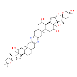 ChemSpider 2D Image | (1'S,2S,2'R,3a'S,4b'R,5'S,5''S,6a'R,9a'S,9b'S,11'R,11a'R,11b'R,12'S,14a'S,15b'R,17a'S,20a'S,20b'S,22'R,22a'R,22b'S)-1',5,5,5'',9a',11a',12',20a',22a'-Nonamethyl-3'',3a',4,4'',4b',5,5',5'',6',6'',6a',7
',9',9a',9b',10',11',11a',11b',12',14a',15b',16',17',17a',18',20',20a',20b',21',22',22a'-dotriacontahydro-3H-dispiro[furan-2,13'-bisfuro[3'',2'':3',4']cyclopenta[1',2':5,6]naphtho[1,2-b:1',2'-i]phenaz
ine-2',2''-pyran]-5',5'',11',22',22b'(1'H)-p | C54H76N2O9