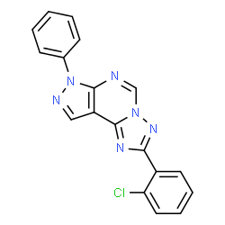 ChemSpider 2D Image | 2-(2-Chlorophenyl)-7-phenyl-7H-pyrazolo[4,3-e][1,2,4]triazolo[1,5-c]pyrimidine | C18H11ClN6