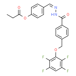 ChemSpider 2D Image | 4-[(Z)-({4-[(2,3,5,6-Tetrafluorophenoxy)methyl]benzoyl}hydrazono)methyl]phenyl propionate | C24H18F4N2O4
