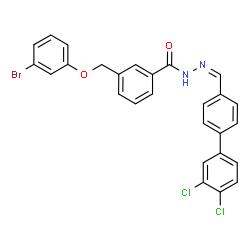ChemSpider 2D Image | 3-[(3-Bromophenoxy)methyl]-N'-[(Z)-(3',4'-dichloro-4-biphenylyl)methylene]benzohydrazide | C27H19BrCl2N2O2