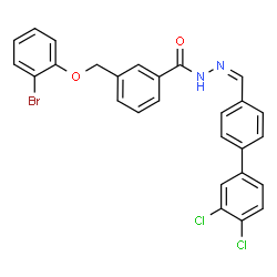 ChemSpider 2D Image | 3-[(2-Bromophenoxy)methyl]-N'-[(Z)-(3',4'-dichloro-4-biphenylyl)methylene]benzohydrazide | C27H19BrCl2N2O2