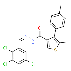 ChemSpider 2D Image | 5-Methyl-4-(4-methylphenyl)-N'-[(Z)-(2,3,5-trichlorophenyl)methylene]-3-thiophenecarbohydrazide | C20H15Cl3N2OS