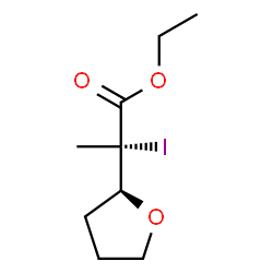 ChemSpider 2D Image | Ethyl (2S)-2-iodo-2-[(2S)-tetrahydro-2-furanyl]propanoate | C9H15IO3