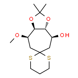 ChemSpider 2D Image | (3aR,4S,8R,8aR)-8-Methoxy-2,2-dimethylhexahydrospiro[cyclohepta[d][1,3]dioxole-6,2'-[1,3]dithian]-4-ol | C14H24O4S2