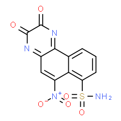 ChemSpider 2D Image | 2,3-Dioxo-6-nitro-7-sulfamoylbenzo[f]quinoxaline | C12H6N4O6S
