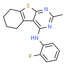 ChemSpider 2D Image | N-(2-Fluorophenyl)-2-methyl-5,6,7,8-tetrahydro[1]benzothieno[2,3-d]pyrimidin-4-amine | C17H16FN3S