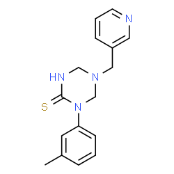 ChemSpider 2D Image | 1-(3-Methylphenyl)-5-(3-pyridinylmethyl)-1,3,5-triazinane-2-thione | C16H18N4S