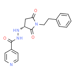 ChemSpider 2D Image | N'-[(3R)-2,5-Dioxo-1-(2-phenylethyl)-3-pyrrolidinyl]isonicotinohydrazide | C18H18N4O3