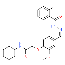 ChemSpider 2D Image | N-Cyclohexyl-2-(4-{(Z)-[(2-iodobenzoyl)hydrazono]methyl}-2-methoxyphenoxy)acetamide | C23H26IN3O4