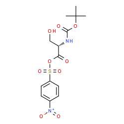ChemSpider 2D Image | (2S)-3-Hydroxy-2-({[(2-methyl-2-propanyl)oxy]carbonyl}amino)propanoic 4-nitrophenyl anhydride | C14H18N2O9S