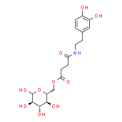 ChemSpider 2D Image | 6-O-(4-{[2-(3,4-Dihydroxyphenyl)ethyl]amino}-4-oxobutanoyl)-D-glucopyranose | C18H25NO10