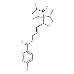 ChemSpider 2D Image | (2E)-3-[(1R,2S,3R)-2-Ethyl-2-isobutyryl-3-methylcyclopentyl]-2-propen-1-yl 4-bromobenzoate | C22H29BrO3