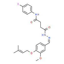 ChemSpider 2D Image | N-(4-Iodophenyl)-4-[(2Z)-2-{3-methoxy-4-[(3-methyl-2-buten-1-yl)oxy]benzylidene}hydrazino]-4-oxobutanamide | C23H26IN3O4
