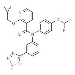 ChemSpider 2D Image | 2-(Cyclopropylmethoxy)-N-[4-(difluoromethoxy)phenyl]-N-[3-(2H-tetrazol-5-yl)phenyl]nicotinamide | C24H20F2N6O3