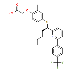 ChemSpider 2D Image | (2-Methyl-4-{[(1R)-1-{6-[4-(trifluoromethyl)phenyl]-2-pyridinyl}pentyl]sulfanyl}phenoxy)acetic acid | C26H26F3NO3S
