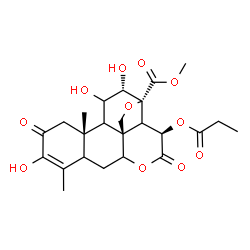 ChemSpider 2D Image | Methyl (5xi,7xi,9xi,12alpha,14xi,15beta)-3,11,12-trihydroxy-2,16-dioxo-15-(propionyloxy)-13,20-epoxypicras-3-en-21-oate | C24H30O11