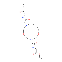 ChemSpider 2D Image | Diethyl 2,2'-{1,4,10-trioxa-7,13-diazacyclopentadecane-7,13-diylbis[(1-oxo-2,1-ethanediyl)imino]}diacetate | C22H40N4O9