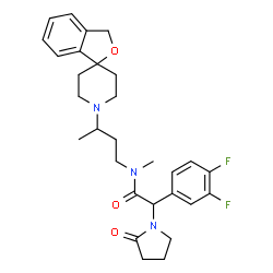 ChemSpider 2D Image | 2-(3,4-Difluorophenyl)-N-methyl-2-(2-oxo-1-pyrrolidinyl)-N-[3-(1'H,3H-spiro[2-benzofuran-1,4'-piperidin]-1'-yl)butyl]acetamide | C29H35F2N3O3