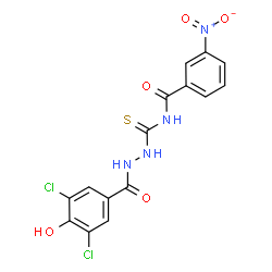ChemSpider 2D Image | N-{[2-(3,5-Dichloro-4-hydroxybenzoyl)hydrazino]carbonothioyl}-3-nitrobenzamide | C15H10Cl2N4O5S