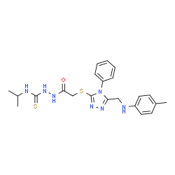 ChemSpider 2D Image | N-Isopropyl-2-{[(5-{[(4-methylphenyl)amino]methyl}-4-phenyl-4H-1,2,4-triazol-3-yl)sulfanyl]acetyl}hydrazinecarbothioamide | C22H27N7OS2