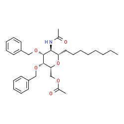 ChemSpider 2D Image | (1S)-2-Acetamido-6-O-acetyl-1,5-anhydro-3,4-di-O-benzyl-2-deoxy-1-octyl-D-galactitol | C32H45NO6