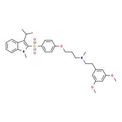 ChemSpider 2D Image | N-[2-(3,5-Dimethoxyphenyl)ethyl]-3-{4-[(3-isopropyl-1-methyl-1H-indol-2-yl)sulfonyl]phenoxy}-N-methyl-1-propanamine | C32H40N2O5S