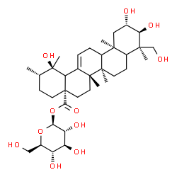 ChemSpider 2D Image | 1-O-[(2beta,3alpha,5xi,9xi,18xi,20beta)-2,3,19,23-Tetrahydroxy-28-oxours-12-en-28-yl]-beta-D-glucopyranose | C36H58O11