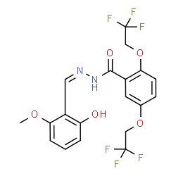 ChemSpider 2D Image | N'-[(Z)-(2-Hydroxy-6-methoxyphenyl)methylene]-2,5-bis(2,2,2-trifluoroethoxy)benzohydrazide | C19H16F6N2O5