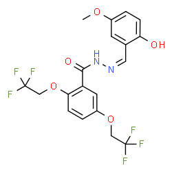 ChemSpider 2D Image | N'-[(Z)-(2-Hydroxy-5-methoxyphenyl)methylene]-2,5-bis(2,2,2-trifluoroethoxy)benzohydrazide | C19H16F6N2O5