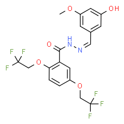 ChemSpider 2D Image | N'-[(Z)-(3-Hydroxy-5-methoxyphenyl)methylene]-2,5-bis(2,2,2-trifluoroethoxy)benzohydrazide | C19H16F6N2O5