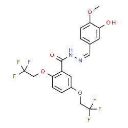 ChemSpider 2D Image | N'-[(Z)-(3-Hydroxy-4-methoxyphenyl)methylene]-2,5-bis(2,2,2-trifluoroethoxy)benzohydrazide | C19H16F6N2O5