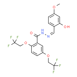 ChemSpider 2D Image | N'-[(Z)-(2-Hydroxy-4-methoxyphenyl)methylene]-2,5-bis(2,2,2-trifluoroethoxy)benzohydrazide | C19H16F6N2O5
