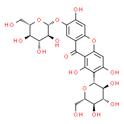 ChemSpider 2D Image | (1R)-1,5-Anhydro-1-[7-(beta-L-glucopyranosyloxy)-1,3,6-trihydroxy-9-oxo-9H-xanthen-2-yl]-L-glucitol | C25H28O16