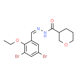 ChemSpider 2D Image | N'-[(Z)-(3,5-Dibromo-2-ethoxyphenyl)methylene]tetrahydro-2H-pyran-3-carbohydrazide | C15H18Br2N2O3