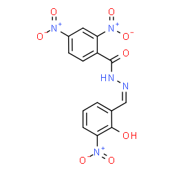 ChemSpider 2D Image | N'-[(Z)-(2-Hydroxy-3-nitrophenyl)methylene]-2,4-dinitrobenzohydrazide | C14H9N5O8