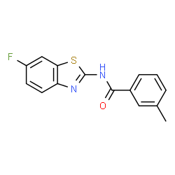 ChemSpider 2D Image | N-(6-Fluoro-1,3-benzothiazol-2-yl)-3-methylbenzamide | C15H11FN2OS
