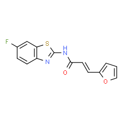 ChemSpider 2D Image | (2E)-N-(6-Fluoro-1,3-benzothiazol-2-yl)-3-(2-furyl)acrylamide | C14H9FN2O2S
