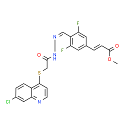 ChemSpider 2D Image | Methyl (2E)-3-{4-[(Z)-({[(7-chloro-4-quinolinyl)sulfanyl]acetyl}hydrazono)methyl]-3,5-difluorophenyl}acrylate | C22H16ClF2N3O3S