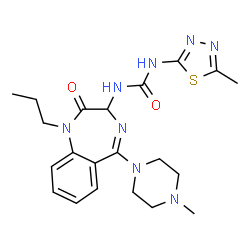 ChemSpider 2D Image | 1-[5-(4-Methyl-1-piperazinyl)-2-oxo-1-propyl-2,3-dihydro-1H-1,4-benzodiazepin-3-yl]-3-(5-methyl-1,3,4-thiadiazol-2-yl)urea | C21H28N8O2S