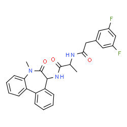 ChemSpider 2D Image | N~2~-[(3,5-Difluorophenyl)acetyl]-N-(5-methyl-6-oxo-6,7-dihydro-5H-dibenzo[b,d]azepin-7-yl)alaninamide | C26H23F2N3O3