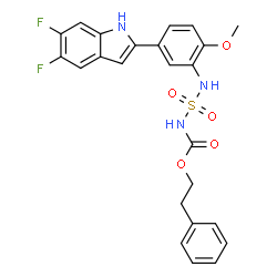 ChemSpider 2D Image | 2-Phenylethyl {[5-(5,6-difluoro-1H-indol-2-yl)-2-methoxyphenyl]sulfamoyl}carbamate | C24H21F2N3O5S