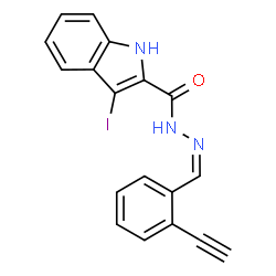 ChemSpider 2D Image | N'-[(Z)-(2-Ethynylphenyl)methylene]-3-iodo-1H-indole-2-carbohydrazide | C18H12IN3O