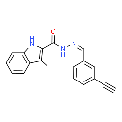 ChemSpider 2D Image | N'-[(Z)-(3-Ethynylphenyl)methylene]-3-iodo-1H-indole-2-carbohydrazide | C18H12IN3O