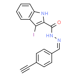 ChemSpider 2D Image | N'-[(Z)-(4-Ethynylphenyl)methylene]-3-iodo-1H-indole-2-carbohydrazide | C18H12IN3O