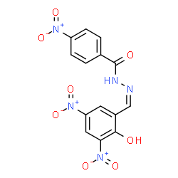 ChemSpider 2D Image | N'-[(Z)-(2-Hydroxy-3,5-dinitrophenyl)methylene]-4-nitrobenzohydrazide | C14H9N5O8
