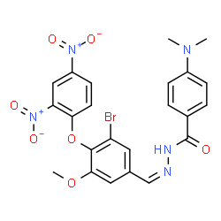 ChemSpider 2D Image | N'-{(Z)-[3-Bromo-4-(2,4-dinitrophenoxy)-5-methoxyphenyl]methylene}-4-(dimethylamino)benzohydrazide | C23H20BrN5O7