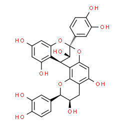 ChemSpider 2D Image | (1R,5R,6R,13S,21S)-5,13-Bis(3,4-dihydroxyphenyl)-4,12,14-trioxapentacyclo[11.7.1.0~2,11~.0~3,8~.0~15,20~]henicosa-2,8,10,15,17,19-hexaene-6,9,17,19,21-pentol | C30H24O12