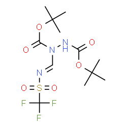 ChemSpider 2D Image | Bis(2-methyl-2-propanyl) 1-[(E)-{[(trifluoromethyl)sulfonyl]imino}methyl]-1,2-hydrazinedicarboxylate | C12H20F3N3O6S
