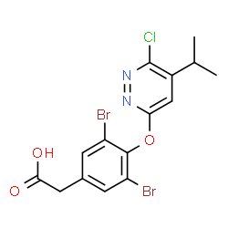 ChemSpider 2D Image | {3,5-Dibromo-4-[(6-chloro-5-isopropyl-3-pyridazinyl)oxy]phenyl}acetic acid | C15H13Br2ClN2O3